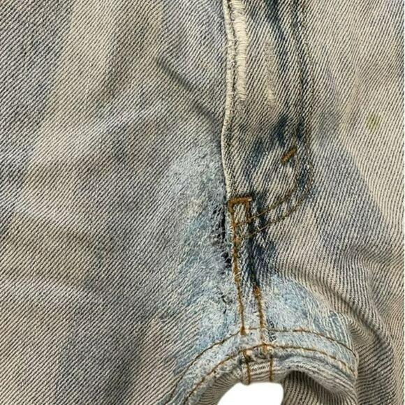 Re/done Straight Leg Jeans 70s Button Fly Recycled Denim Size 26 27x30.5 - Picture 6 of 12
